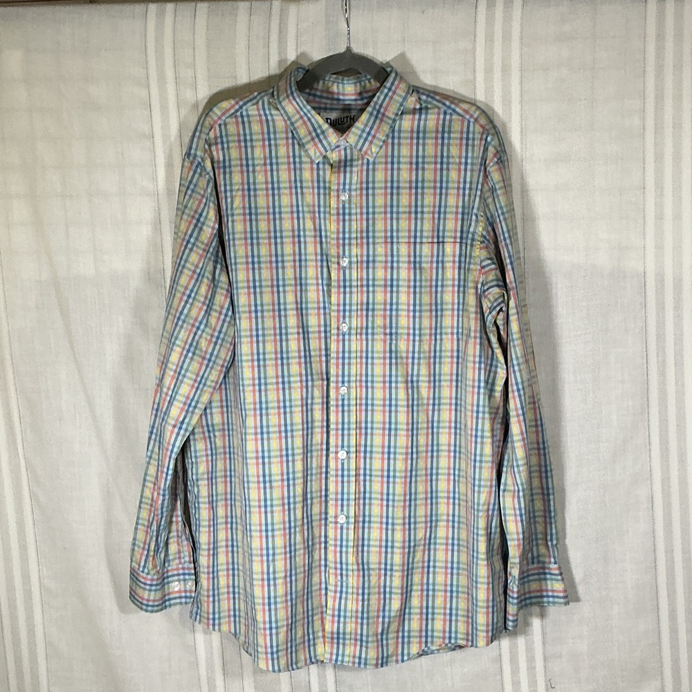 Duluth Trading Co Relaxed Fit Plaid Button Down Shirt Mens L Tall Pastel